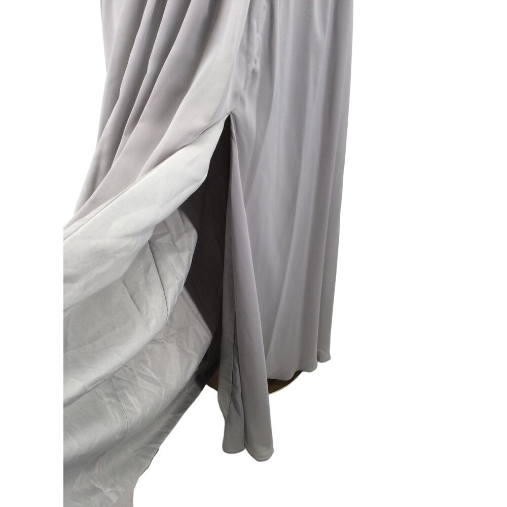 FORMAL PARTY SZ 10 L Gray V-Neck Pleated A-Line Bridesmaid Party Dress NWT B47 - Picture 3 of 10